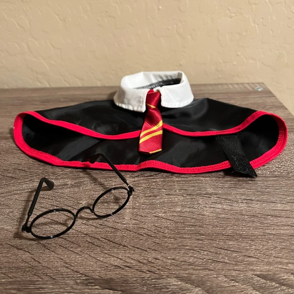 Cat Harry Potter Gryffindor Halloween Dress Up Cosplay Costume Cape Glasses NWT